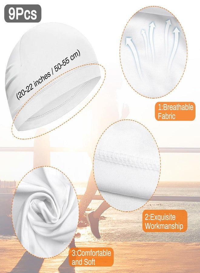 YOGEYOGE 9 Pcs Skull Cap, Sweat Wicking Cooling Helmet Liner, Lightweight Breathable Cycling Beanie for Men Women (9, White) - Image 2